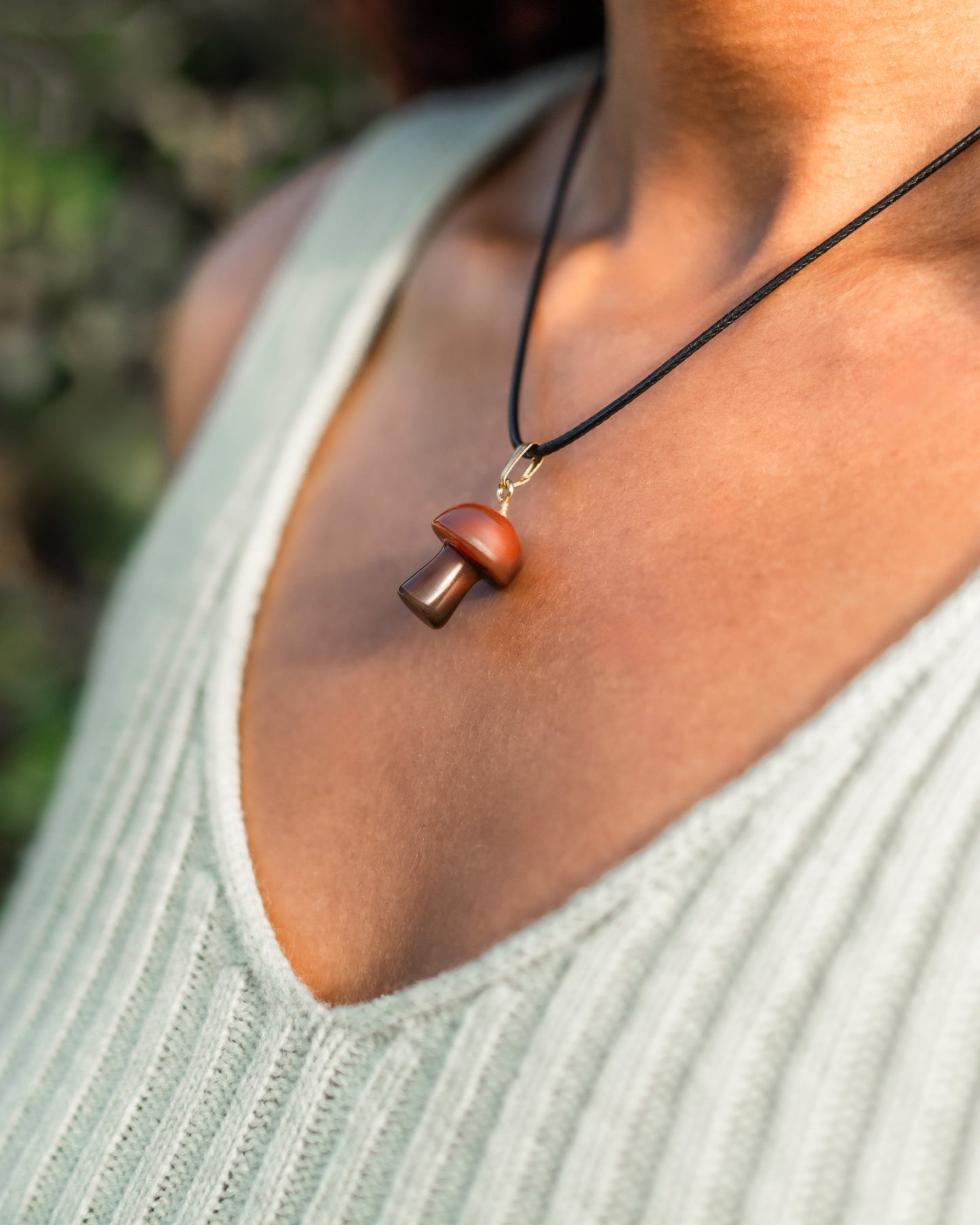 Red Carnelian Mushroom Necklace