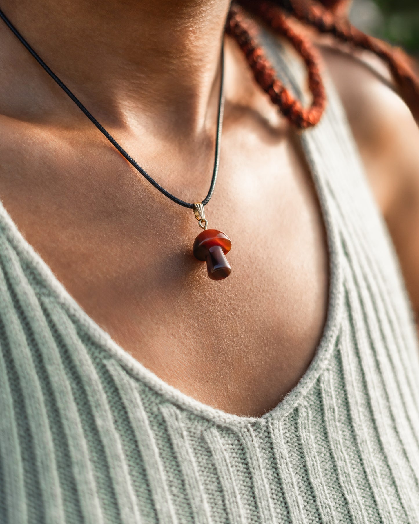 Red Carnelian Mushroom Necklace