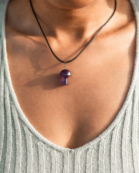 Amethyst Mushroom Necklace