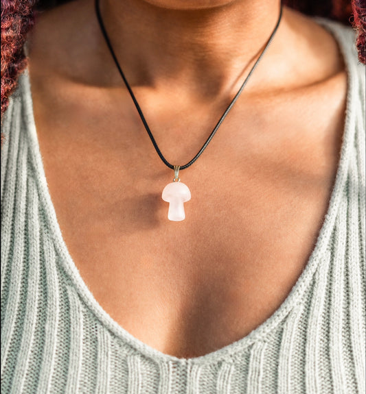 Rose Quartz Mushroom Necklace